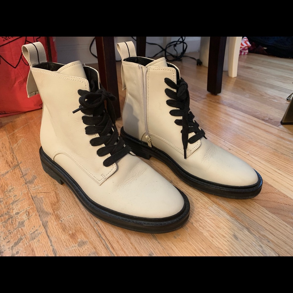 Via Spiga white combat boot
